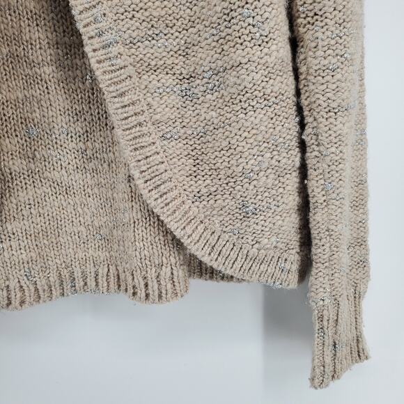 Banana Republic Neutral Tan Italian Wool Yarn Metallic Open Tulip Hem Back XS - Picture 10 of 10